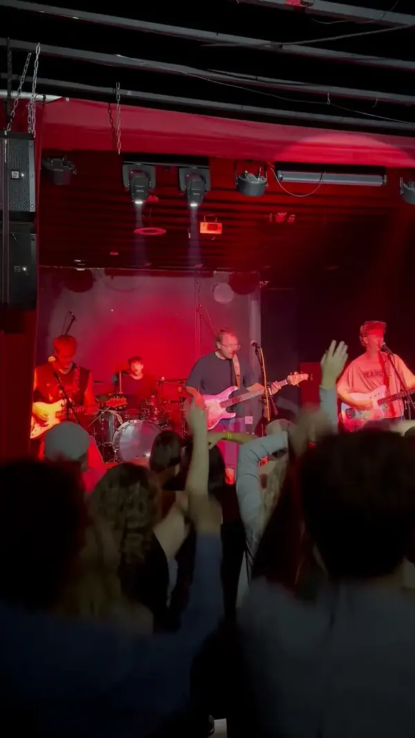 Crowd with hands up at DogPaw's first show
