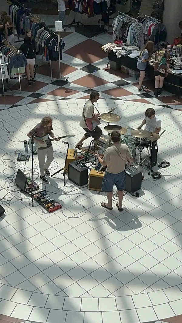 Overhead view of DogPaw on the checkered floor at Provo Towne Centre